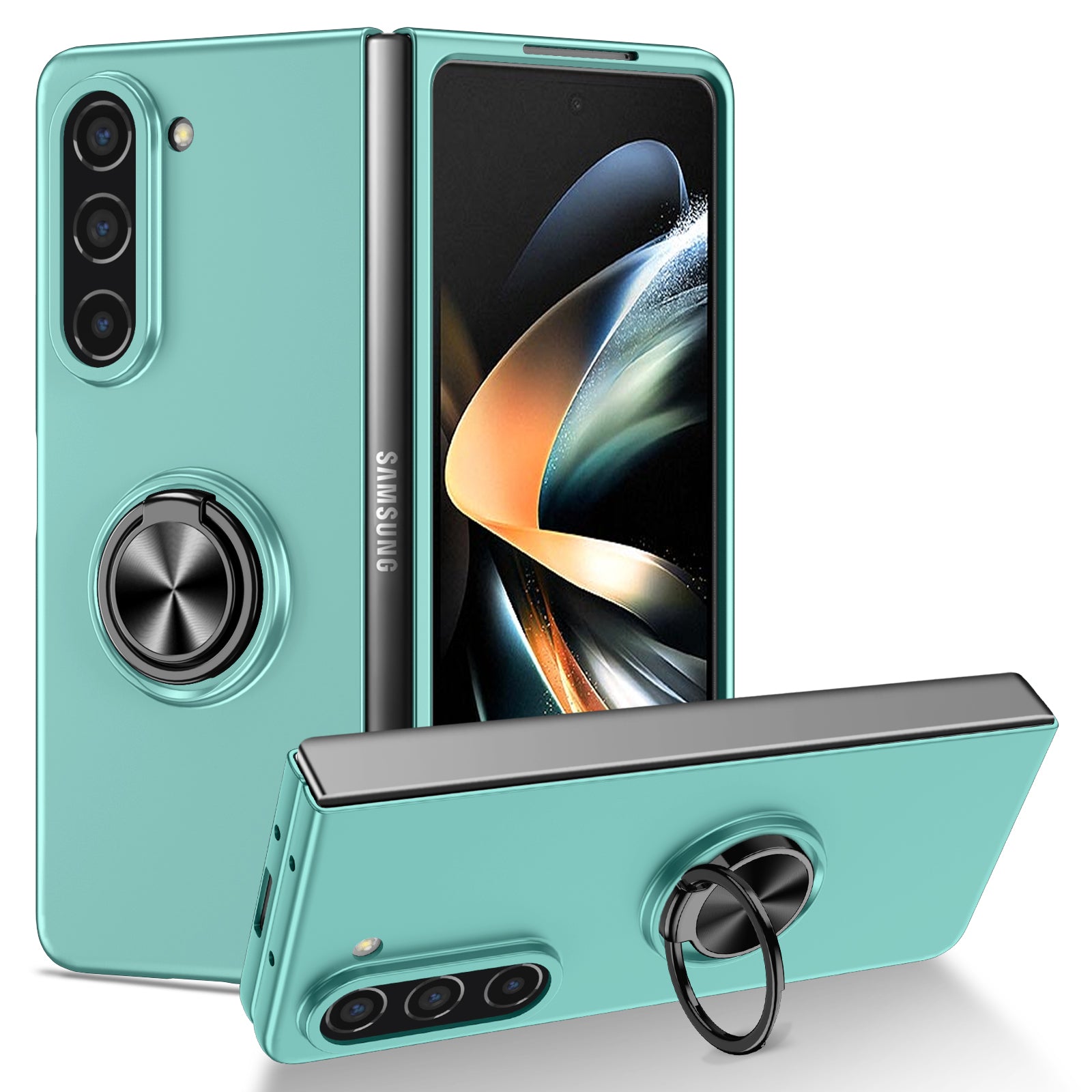 For Samsung Galaxy Z Fold5 5G Ring Kickstand Phone Case Support Car Mount Hard PC Protective Cover For Samsung Galaxy Z Fold5 5G Ring Kickstand Phone Case Support Car Mount Hard PC Protective Cover